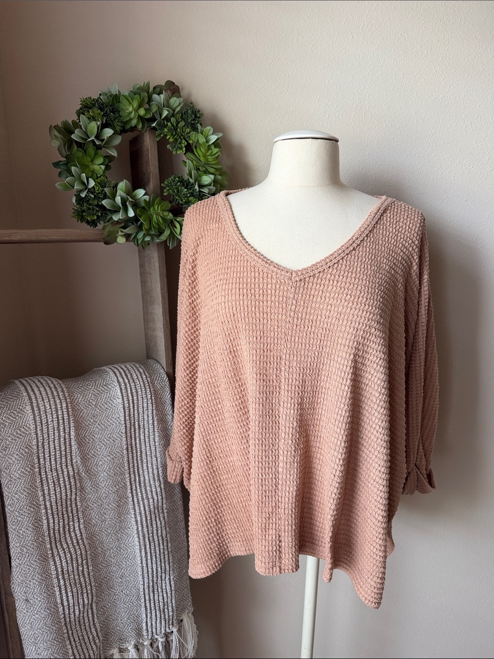 Zenana oversized waffle knit top